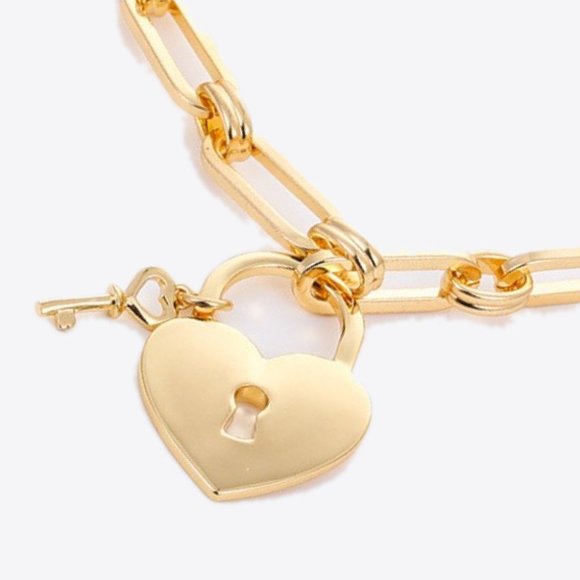 Heart Lock Charm Chain Bracelet - Picture 3 of 3